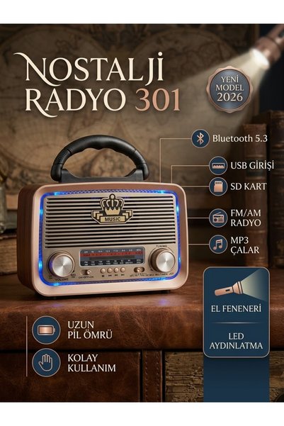 SUPER JVS 301-A Nostaljk Radyo Yeni Tasarımlı Bluetoothlu Usb Sd-Kart Aux Fm ...