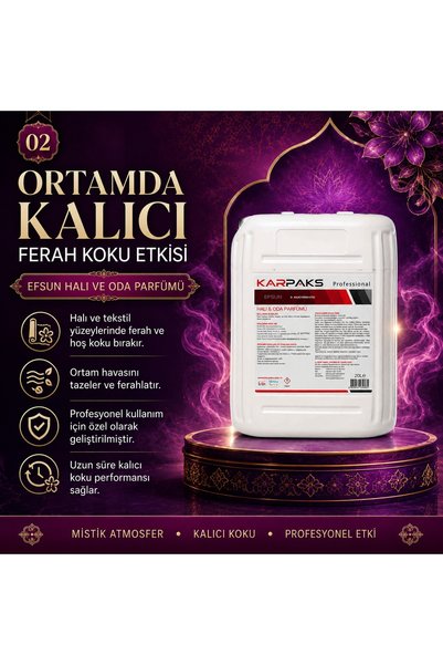 KARPAKS Efsun Halı ve Oda Parfümü 20 L Profesyonel Büyük Boy Zarif Ferah Koku