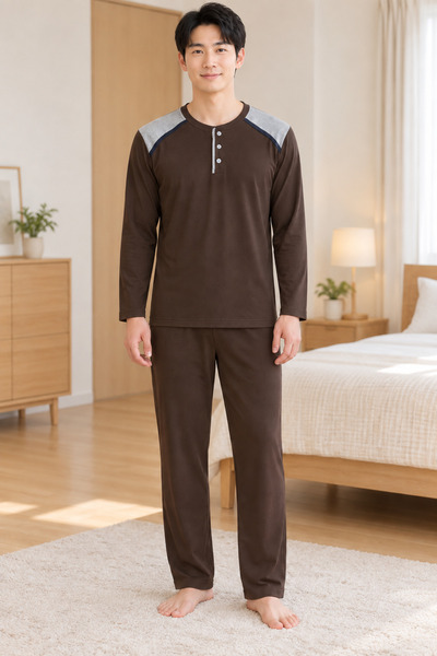 Mutlu City Men's Interlock Comfortable Fit Plaid Round Neck Cotton Pajama Set...