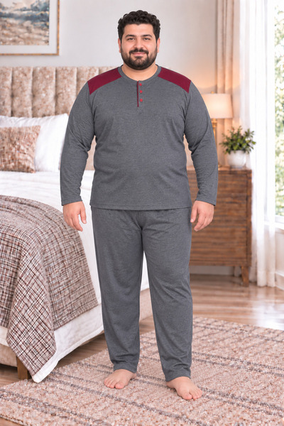 Mutlu City Men's Large Size Combed Cotton Pajama Set 8585