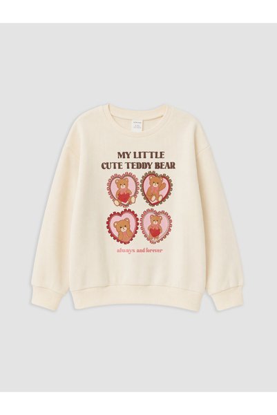 LC Waikiki Alita City Farkıyla Lcw Kids Ecru 3 Thread Yarn Printed Loose & Ba...