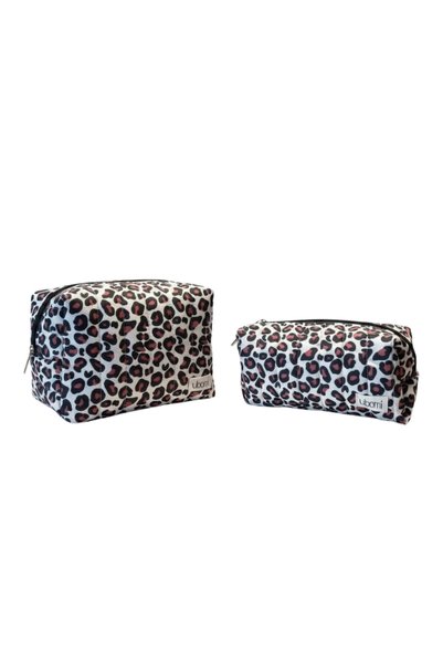 UBOMİ Tigy Leopard Patterned Makeup and Personal Care Bag - Double Set