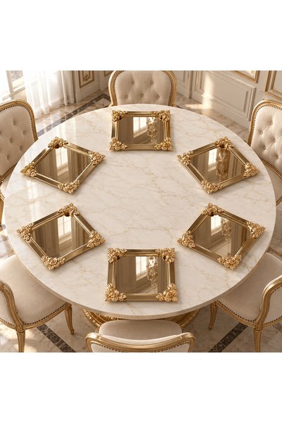 Fabrication TEK TARAFLI GOLD 6'Lı Kare Köşe Çiçekli Tek Taraflı Gold Kaplama ...