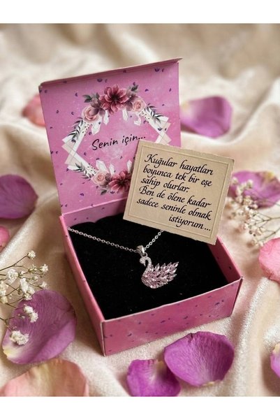 Pink Swan kuğu kolye sevgiliye hediye