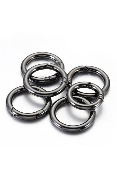 Choice 33mm 10pcs black 10 Pcs Metal Spring O Rings Clip Keychain Round Carab...
