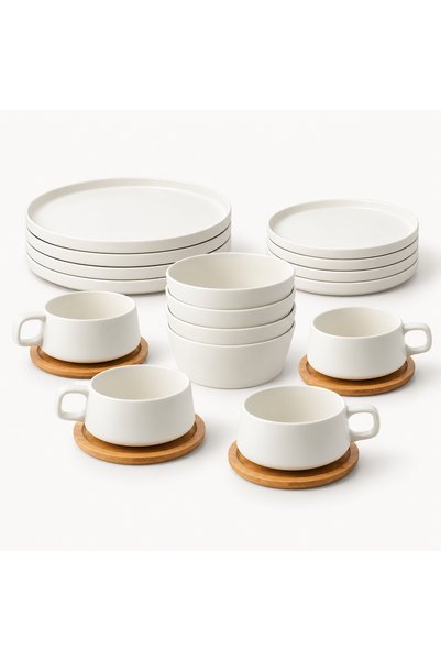 MIAMIO Dining service for 4 people, Complete set 16 pieces Luxe, Cups, Bowls,...