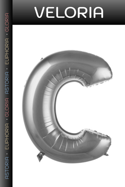 Generic Brand Premium Special Occasion Balloon Set—Letter C, 16th, Silver, 36 cm
