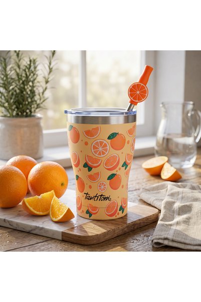 Tantitoni PORTAKAL DESENLİ PASLANMAZ ÇELİK TERMOS BARDAK 360ML