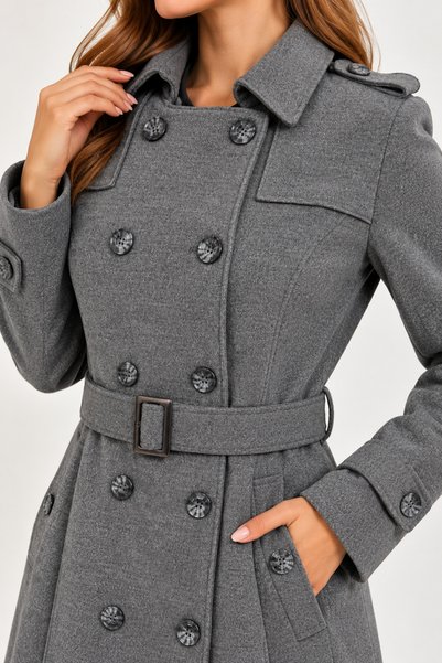 minessa KRUVAZE GÖMLEK YAKA KOL PATLI DÜĞMELİ ASTARLI KAŞE KABAN