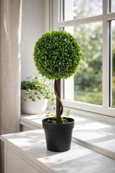 OEM Ghiveci decorativ negru cu plantă artificială bonsai și pietricele, 53 cm