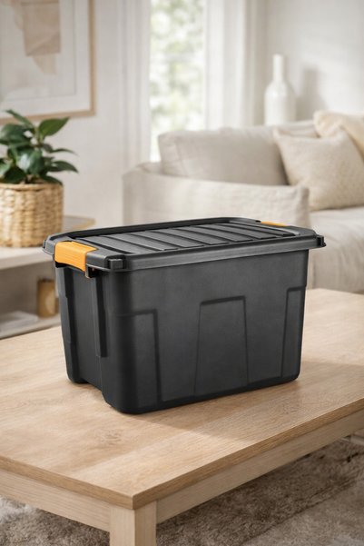 OEM Cutie de depozitare cu capac și închizătoare, plastic negru, 12 L, 39x29,...