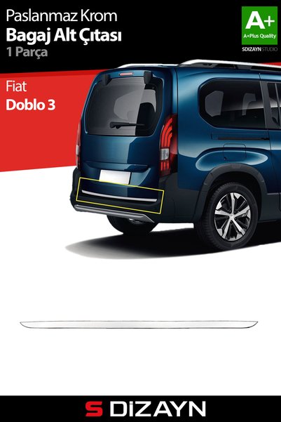 S Dizayn S-Dizayn Fiat Doblo 3 ile Uyumlu Krom Bagaj Alt Çıtası 2022 Üzeri A+...