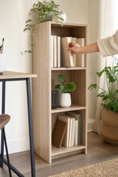 OEM Etajera - Biblioteca cu 3 Rafturi 30x23.5x89cm - Etajere Birou, Produse S...