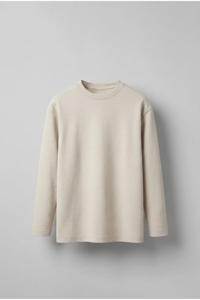 ablukaonline Men's Oversized Basic Long Sleeve Sweatshirt Beige