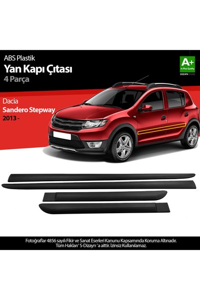 S Dizayn S-Dizayn Dacia Sandero Stepway ile Uyumlu ABS Plastik Yan Kapı Koruma Çıtası 2013-2020 A+ Kalite