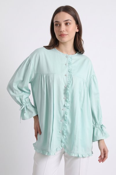 zenne Cămașă cu volane la mâneci Y0093 - VERDE