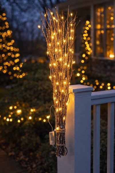 DD SHOP Instalație cu 35 de crenguțe maro, 30 de LED-uri, efect de zăpadă, 90 cm