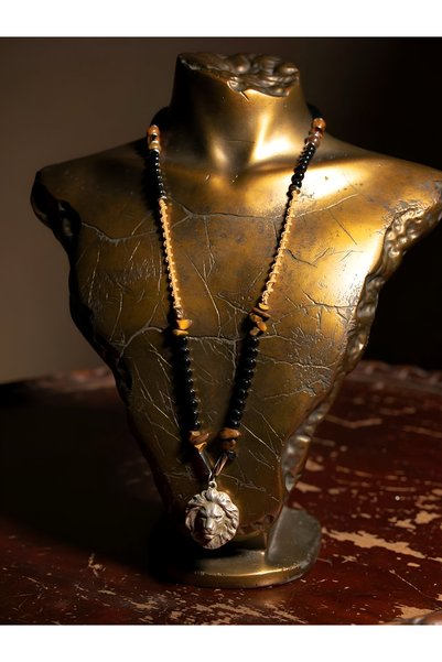 magıcgrange Tiger's Eye Natural Stone Necklace | Hand-Knitted Premium Design ...