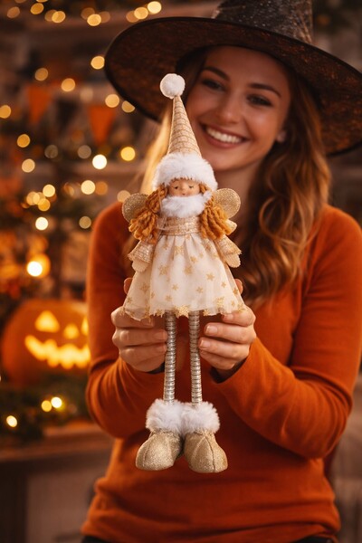 DD SHOP Figurina Ingeras cu Rochie Bej de Craciun 37cm - Figurine Decorative ...