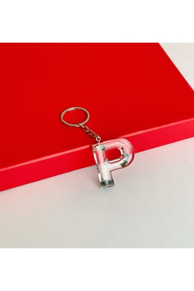 Gift Moda Prilagođeni pravi sušeni cvetni zeleni epoksi privjesak za ključeve