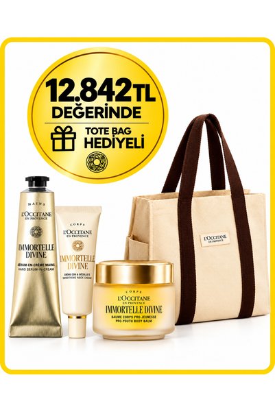 L'Occitane Immortelle Shea Vücut ve El Bakım Seti, Yaşlanma Karşıtı, Tote Bag...