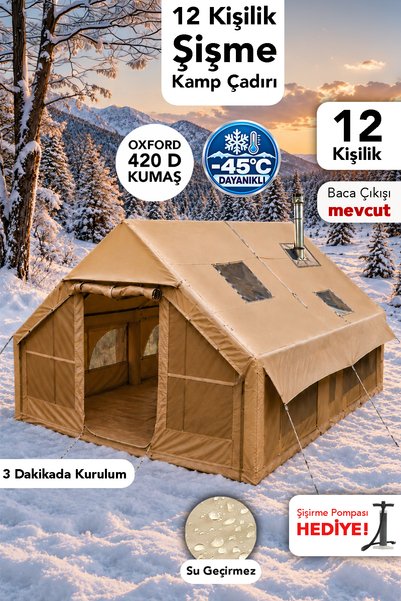 Fischer 12 Kişilik Şişme Çadır - Kolay Kurulum Kamp Plaj Su Geçirmez Outdoor ...