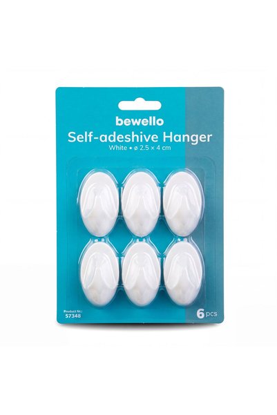 Alista Home Set de 6 cârlige adezive albe, 4 cm, din plastic, instalare fără ...