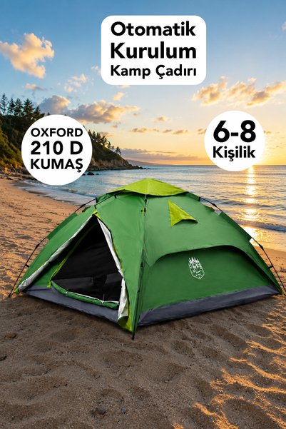 fischerone 8 Kişilik Outdoor Çadır - Otomatik Kurulum Oxford 210 D Su Geçirme...