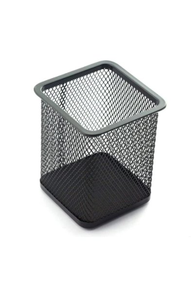 Ecada Organizator de birou pătrat ECADA, 8x8x10 cm, plasă metalică, negru