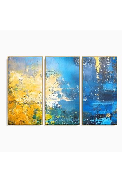 Luxcanva Set 3 Tablouri Canvas Mare Abstracta 180x120 cm (3 x 60x120) cu Rama...