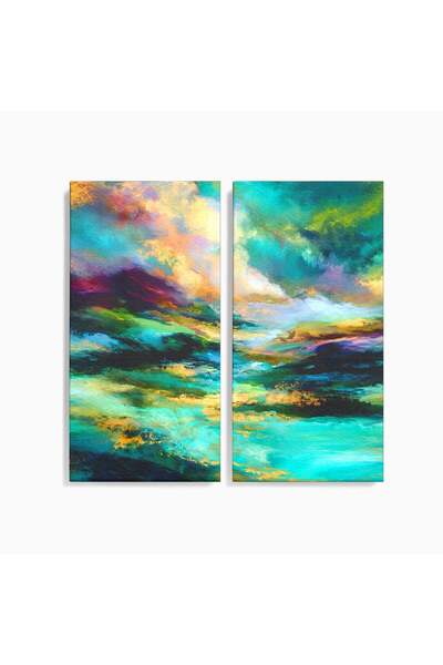 Luxcanva Set 2 Tablouri Canvas Peisaj Montan Abstract 120x120 cm (2 x 60x120)...