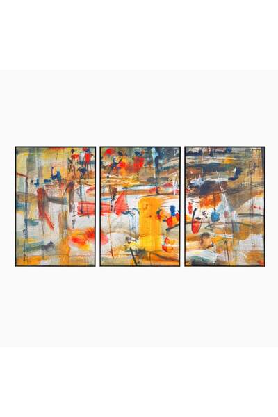 Luxcanva Set 3 Tablouri Canvas Dansul Culorilor 240x120 cm (3 x 80x120) cu Ra...