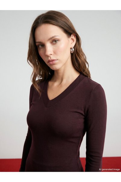 Dilvin 33286 Sıcak Tutan V Yaka Bra-Free Top