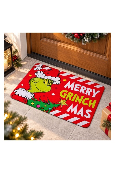 OEM Covoraș de intrare de Crăciun cu model Grinch, 60 x 40 cm, decor amuzant ...