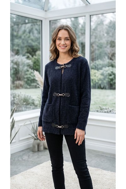 AYMİSS Fashion Leather Buckle, Soft Cardigan, Jacket (65 cm)