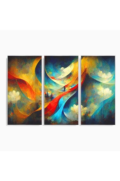 Luxcanva Set 3 Tablouri Canvas Vis Dulce 180x120 cm (3 x 60x120) cu Ramă Argi...