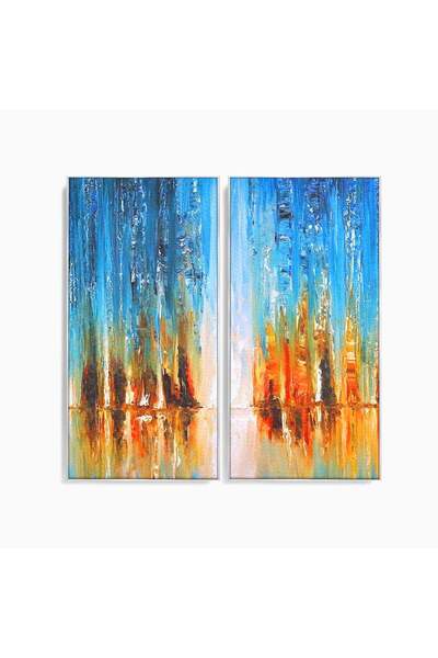 Luxcanva Set 2 Tablouri Canvas Cascadă Abstractă 140x140 cm (2 x 70x140) cu R...