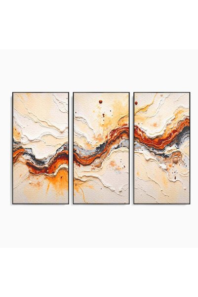 Luxcanva Set 3 Tablouri Canvas Flux Abstract 150x100 cm (3 x 50x100) cu Rama ...