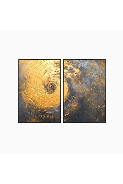 Luxcanva Set 2 Tablouri Canvas Timp in rotatie 80x60 cm (2 x 40x60) cu Rama N...