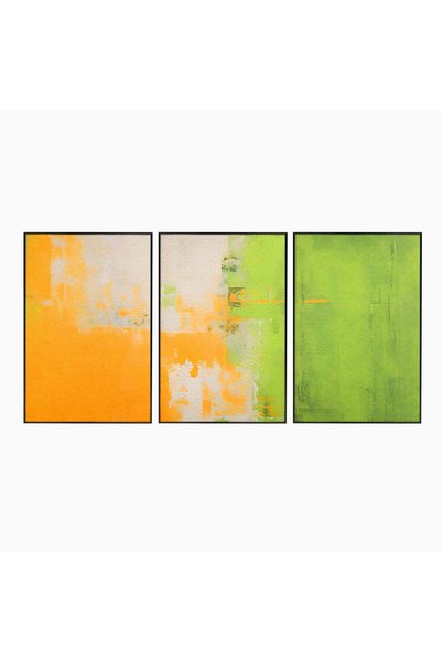Luxcanva Set 3 Tablouri Canvas Abstract Portocaliu și Verde 240x120 cm (3 x 8...