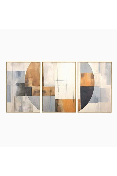 Luxcanva Set 3 Tablouri Canvas Linii Abstracte Negre 300x150 cm (3 x 100x150)...