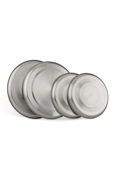 Relaxdays Capace pentru plite din oțel inoxidabil, argintii, set de 4 piese, ...