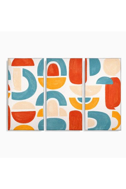 Luxcanva Set 3 Tablouri Canvas Forme Abstracte Colorate 210x140 cm (3 x 70x14...