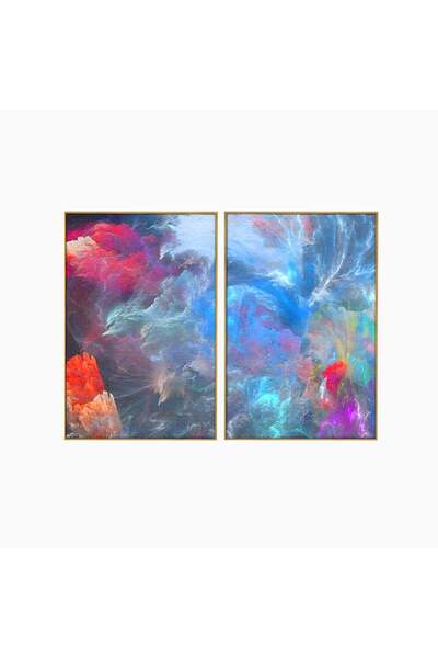 Luxcanva Set 2 Tablouri Canvas Colorful Cosmos 100x70 cm (2 x 50x70) cu Rama ...