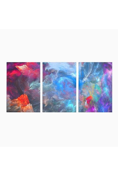 Luxcanva Set 3 Tablouri Canvas Colorful Cosmos 210x100 cm (3 x 70x100) pe Sas...