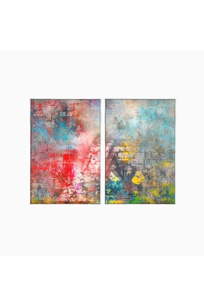 Luxcanva Set 2 Tablouri Canvas Perete Colorat 80x60 cm (2 x 40x60) cu Rama Ar...