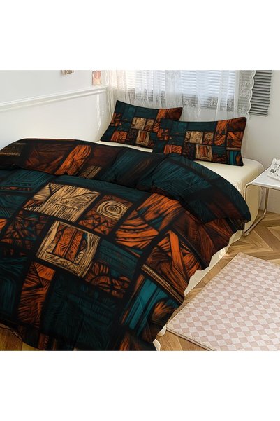 LEADER GLOBAL Boho Decorative 3Pcs Bedding Set, Cozy Sleep Duvet Cover Set