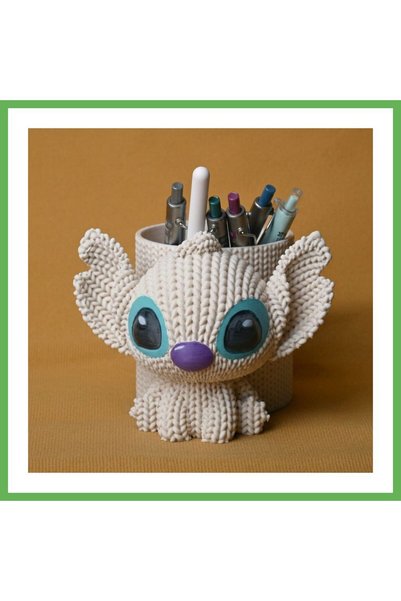 TheGencoo 3D Printed Knitted Pen Holder - Cute Character Desk Pen Organizer -...