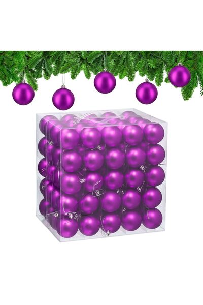 Relaxdays Set de 100 de globuri de Crăciun, 6 cm, violet mat, polistiren