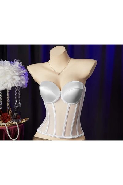 NO BRAND Corset Elegant Structurat cu Cupe - 38, Alb